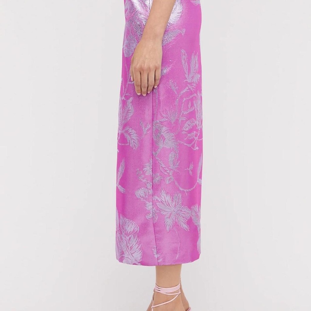 Scanlan Theodore Purple Tinsel Floral Skirt And Halter Top Co-Ord Set — image 4 of 8